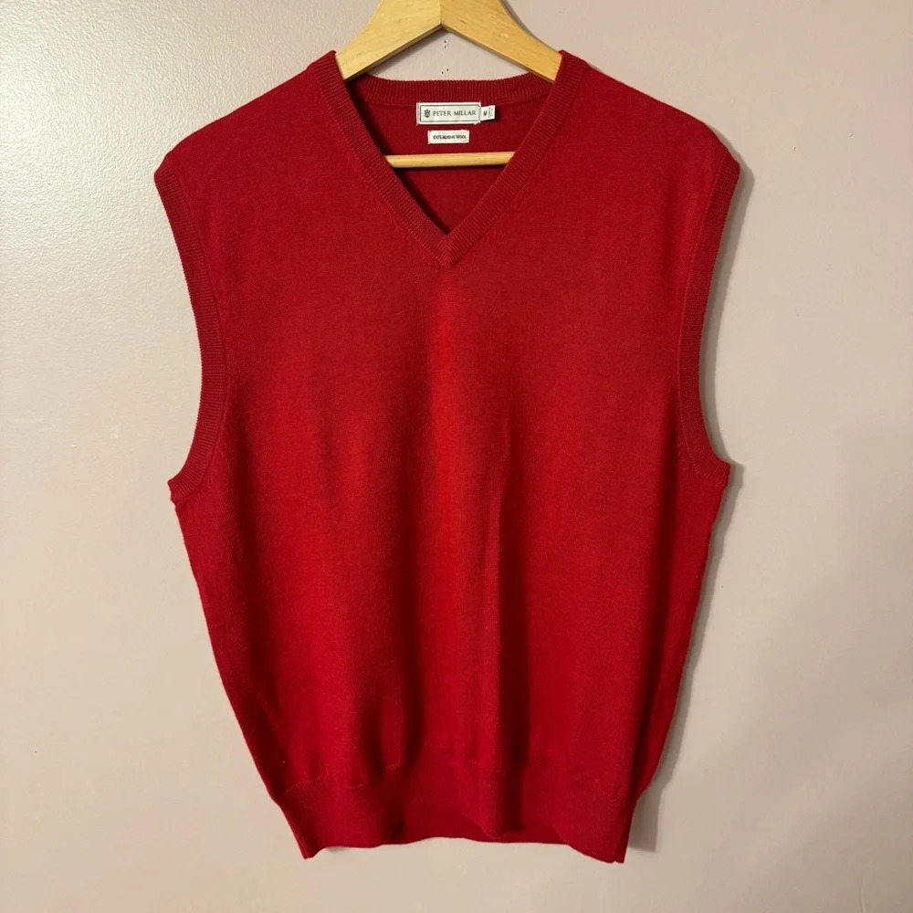 Peter Millar Merino Wool Vneck Sweater Vest Mens Size M Golf Hampton